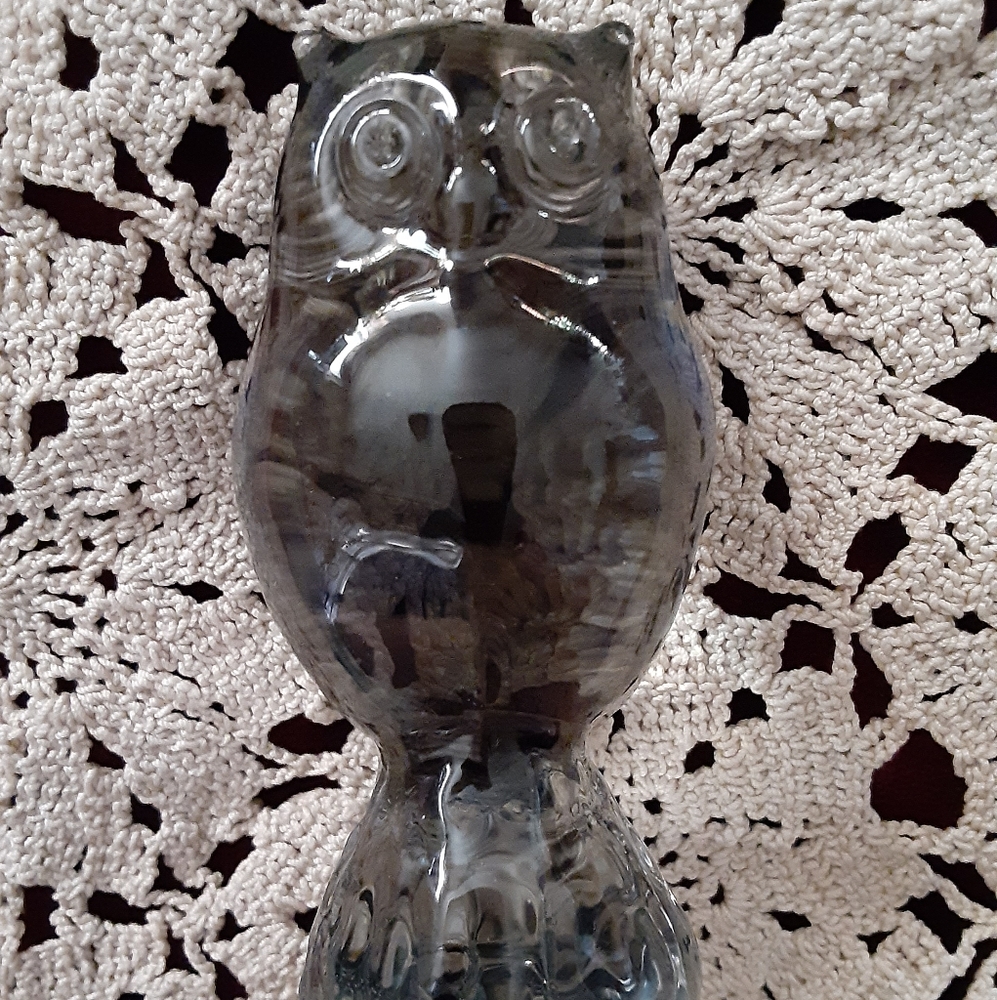 Vintage Owl Art Glass Boho Paperweight